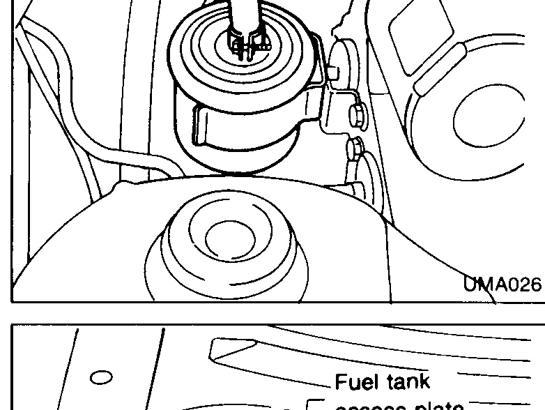 Two fuse-box illustrations side-by-side. Left labelled 'Left-hand drive' and right labelled 'Right-hand drive', each with an arrow pointing to the 'Fuel pump fuse' position.