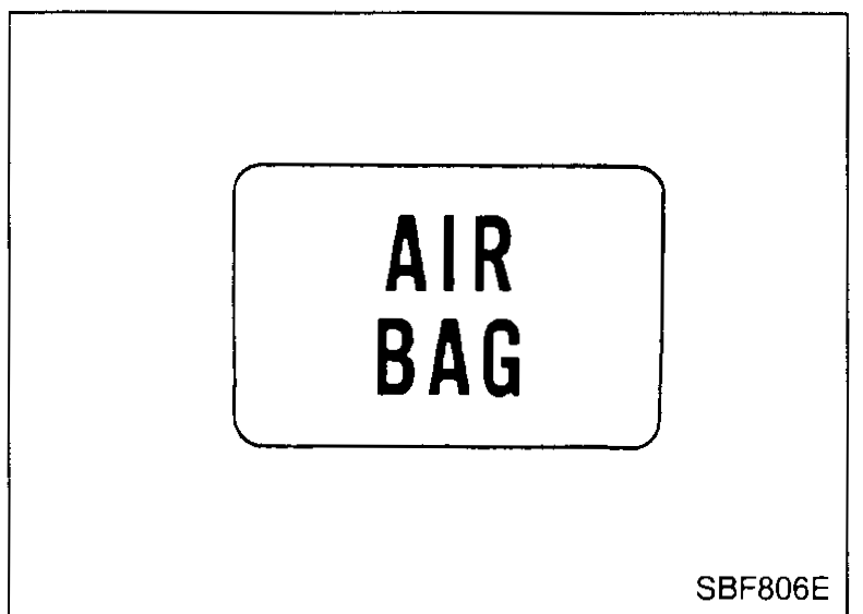 Square label showing 'AIR BAG' text — the warning-label graphic referred to in the procedure.