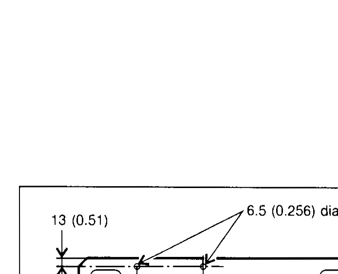 Air bag module bracket (SST KV99105300) drawing showing slot/hole layout. Dimensions: '13 (0.51)' between hole centres and '6.5 (0.256) dia.' hole diameter. Unit: mm (in).