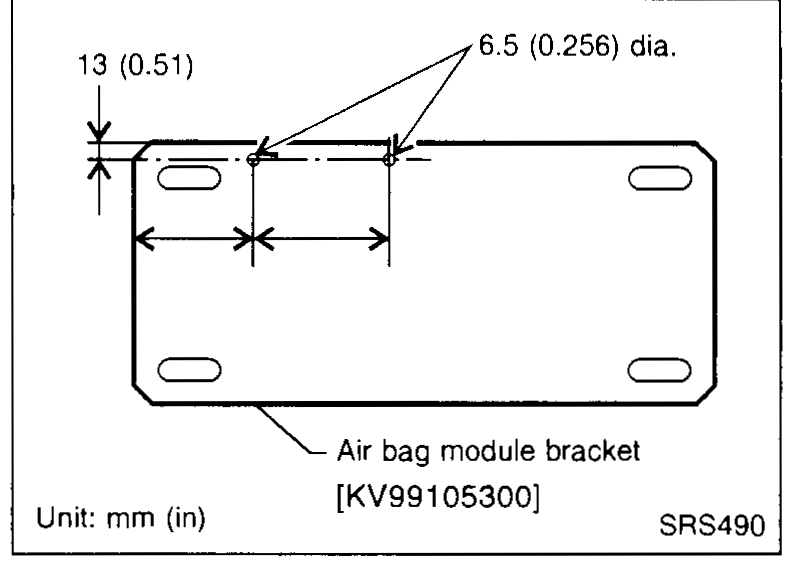 Front side air bag module mounted to the bracket (SST KV99105300). An UP arrow indicates orientation. Callouts: 'Front side air bag module', 'Metal portion', 'Air bag module bracket [KV99105300]', 'M6 nut'.