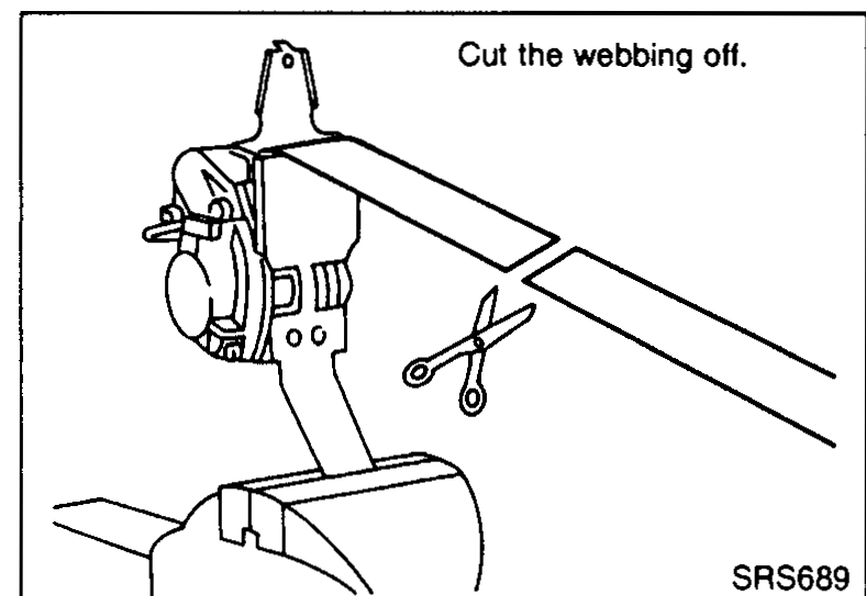 Seat belt pre-tensioner anchored in a vise with the webbing cut off.