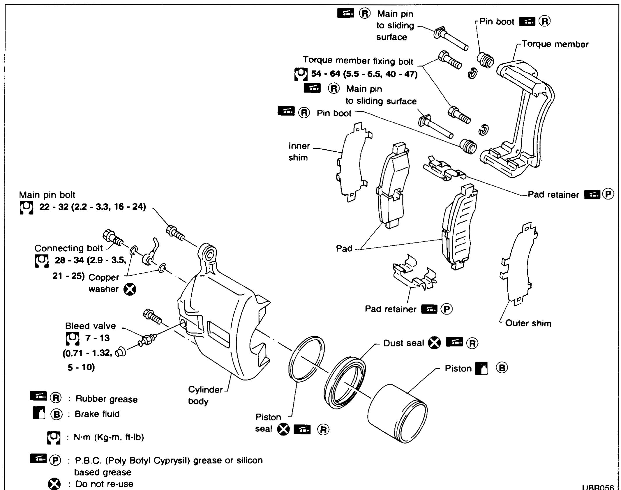 FRONT DISC BRAKE — Exploded view / Removal
