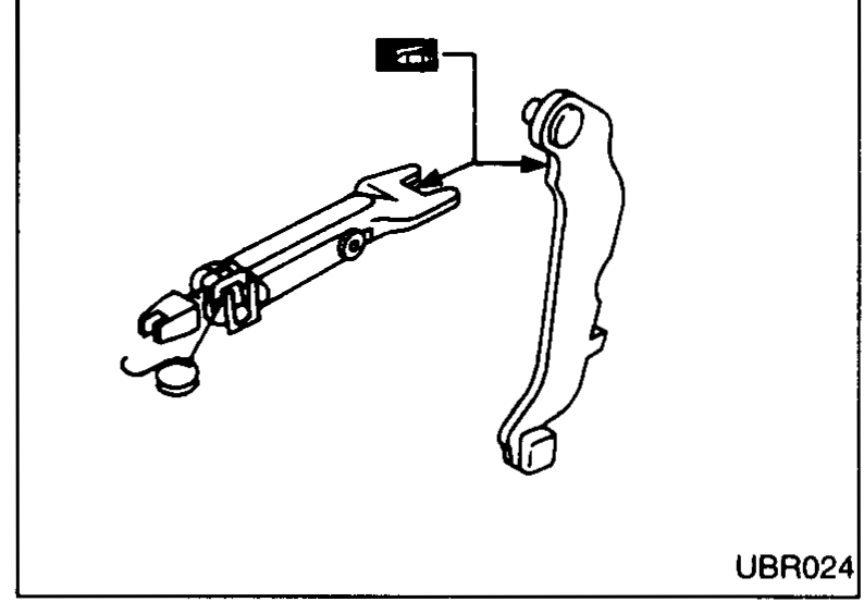 Adjuster-assembly orientation: top half labelled 'For R.H. brake', bottom half 'For L.H. brake'; vehicle-front arrow at left shows that the adjusting screw end points opposite ways on left and right wheels.