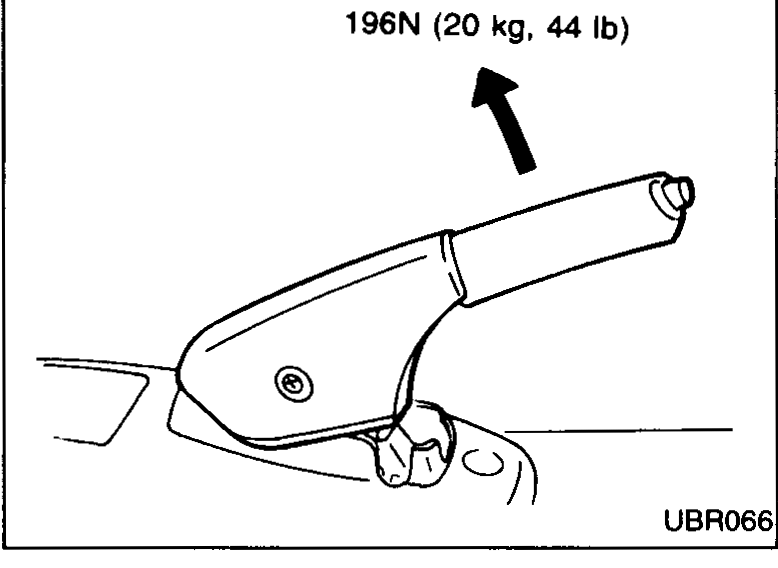 Step 3 detail: hand-brake lever base showing the adjusting nut on the front cable.