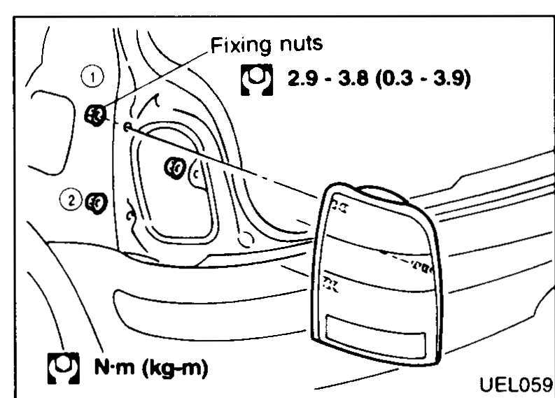 Rear combination lamp with heat gun applied to luggage-compartment side to soften butyl mastic before removing lens unit.