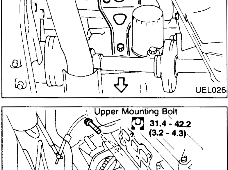 Manifold Support Bracket location on N-CVT starter — must be removed from beneath the car for access.