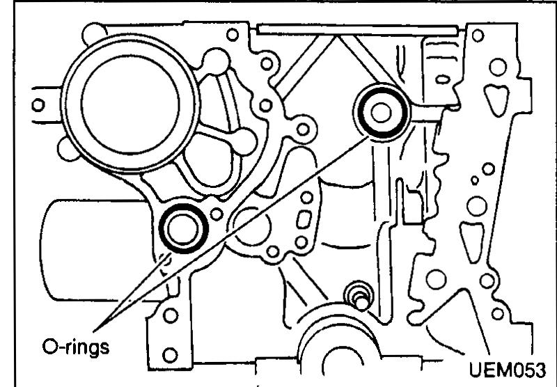Front cover with liquid gasket bead applied. Callouts: bead width 2.0 - 3.0 mm (0.079 - 0.118 in) and 'Liquid gasket'.