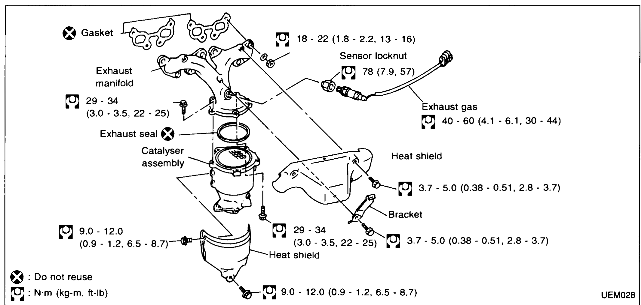 OUTER COMPONENT PARTS — Exhaust Manifold and Catalyser / Removal / Inspection / Assembly