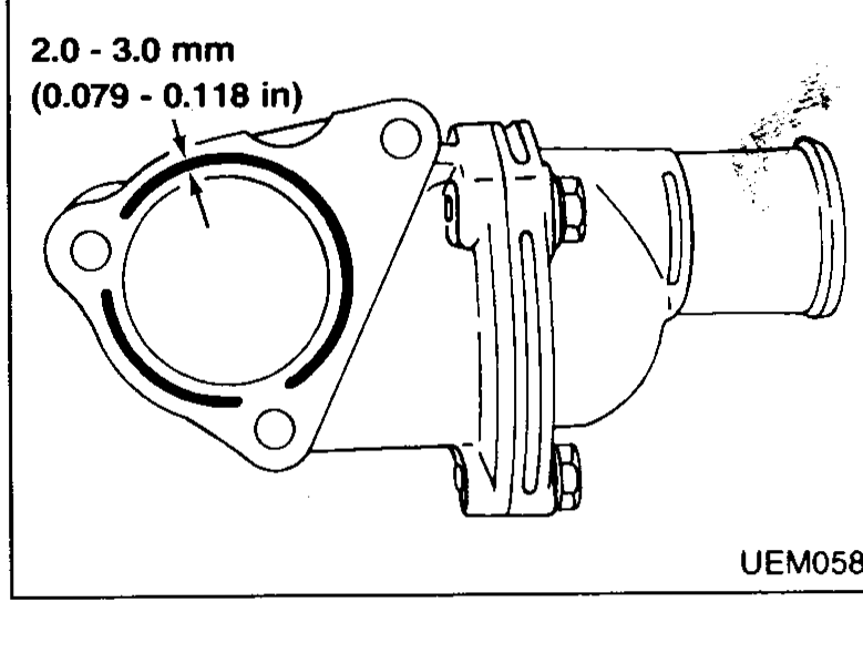 Top of cylinder head with timing chain on the camshaft sprockets and the tensioner installed against the chain. Callout: "Tensioner" (top-left).