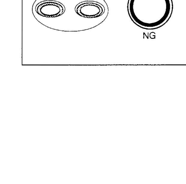 Three valve-seat contact patterns: leftmost 'OK' showing a centered annular contact band, middle 'NG' showing contact band high on the seat, right 'NG' showing contact band low on the seat.