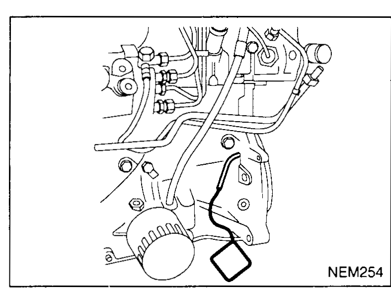 View of the flywheel access hole with the KV109B0112 flywheel locking pin engaged at TDC — illustrates Checking step 2 (set No. 1 at TDC and install locking pin).