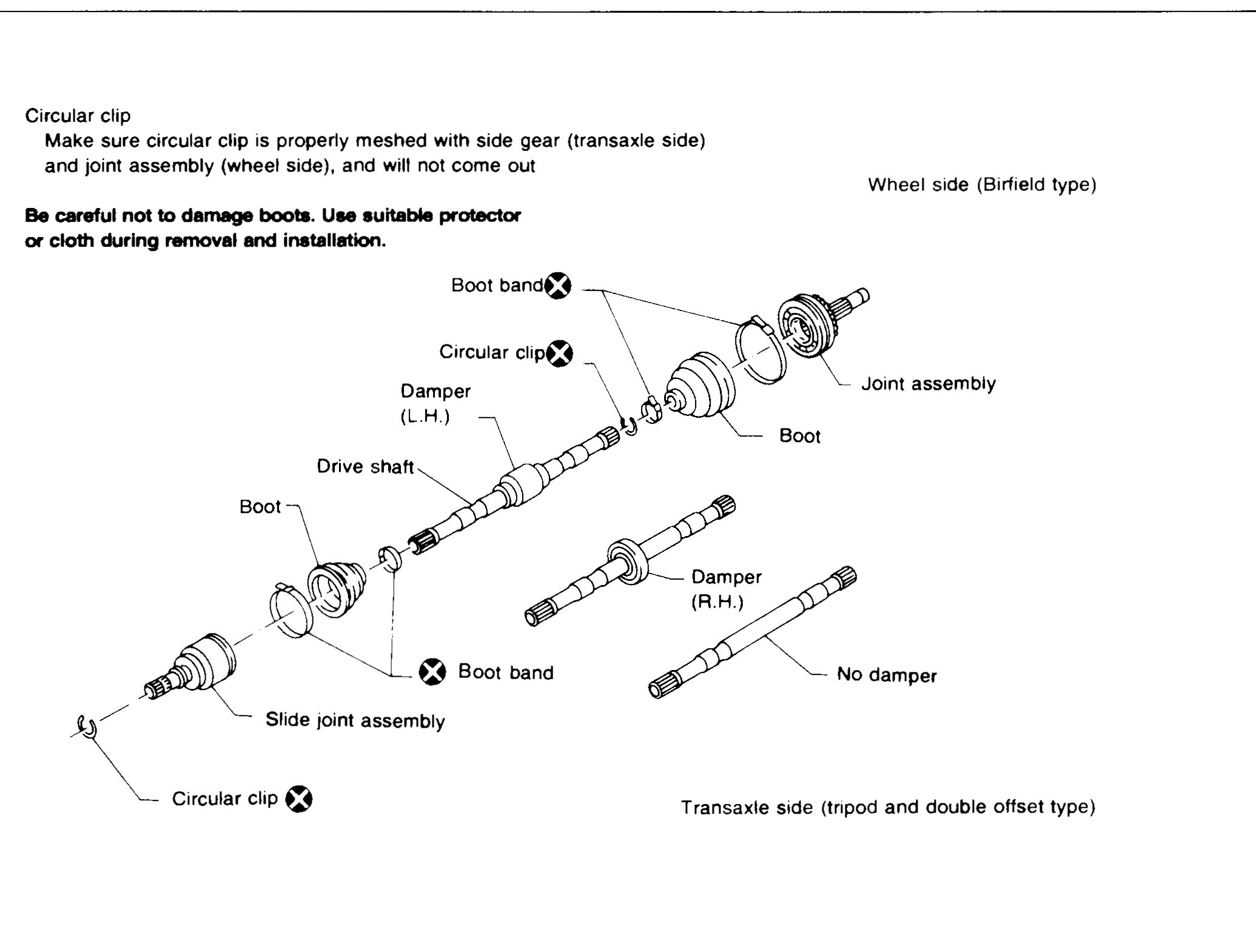 FRONT AXLE — Drive Shaft (Installation Cont'd / Components)
