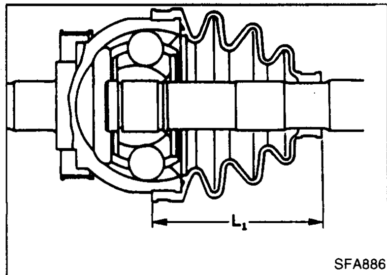 Cross-section of the wheel-side CV joint showing grease packed around the outer race and inside the boot, with arrows indicating fill points for the outer race and boot.