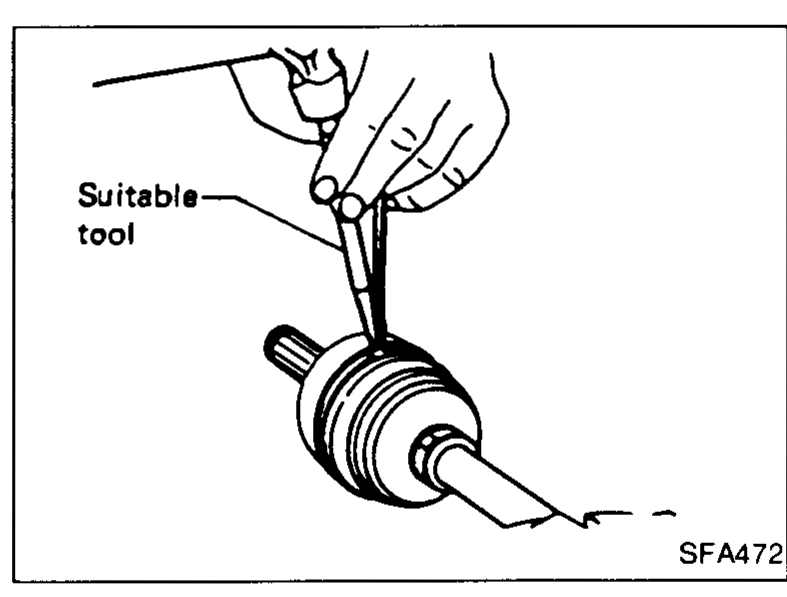 Cross-section of the assembled wheel-side CV joint and boot with length 'L' dimensioned along the boot/shaft to set proper boot tension before clamping.