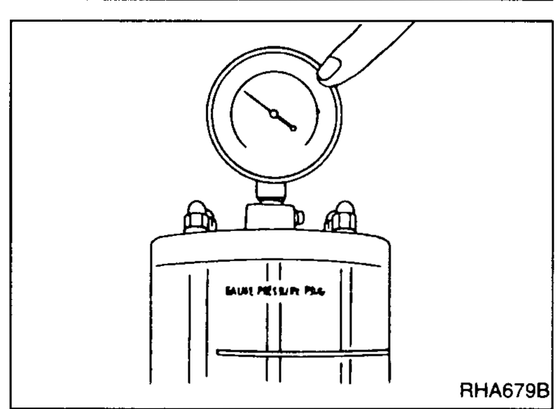 Charging cylinder with a hand pressing the heater switch on top, top pressure gauge in view.