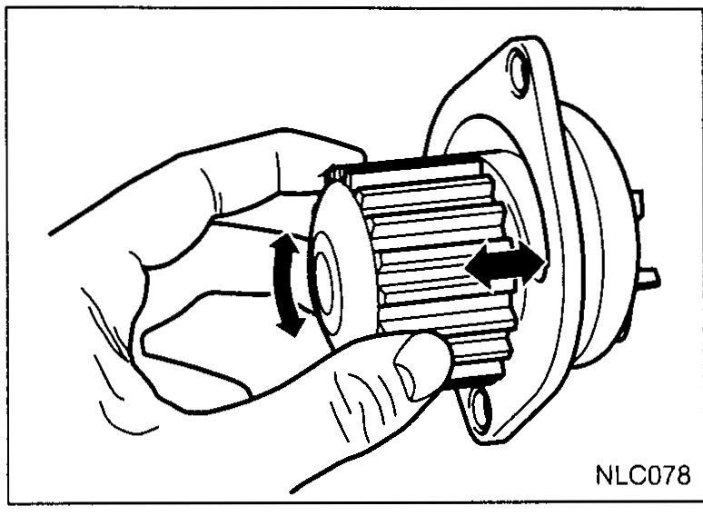 Exploded view of the water pump with O-ring and a single mounting bolt; tightening torque 20 N·m (2.0 kg-m, 14.8 ft-lb).