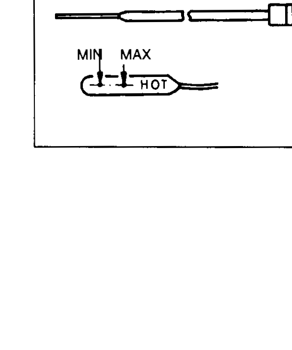 Two dipstick illustrations stacked vertically. The upper dipstick is labelled COLD with MIN/MAX hatch marks; the lower dipstick is labelled HOT with MIN/MAX hatch marks. Shows the two reference ranges used when checking CVT fluid level.