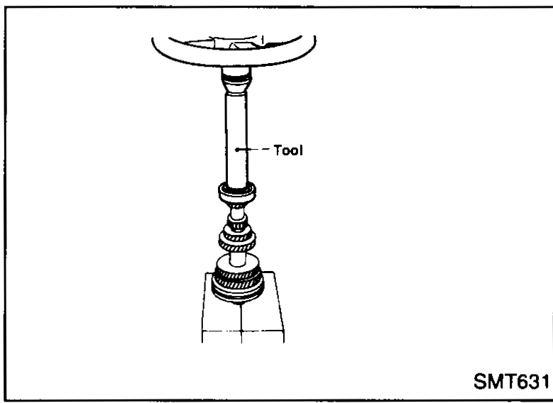 Special tool / press jig being used to press fit a new ball bearing onto the input shaft.