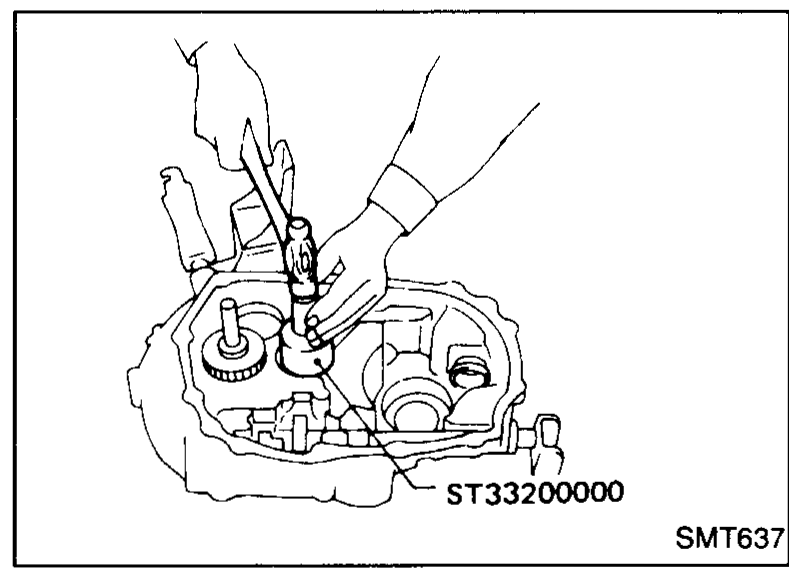 Detail view of oil channel with arrow showing the oil groove orientation — must face toward the oil pocket when installed on clutch housing.