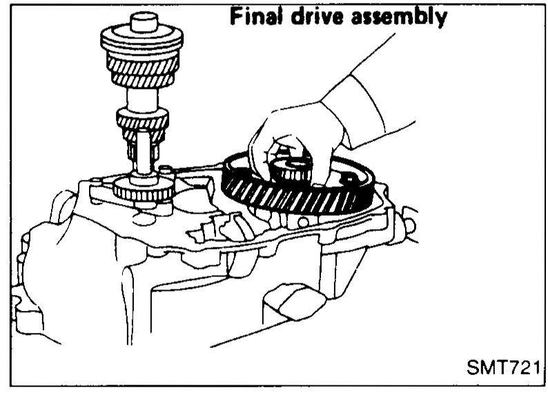 RS5F31V — soft hammer being used to drive the input shaft assembly down onto the bearing retainer in the clutch housing.