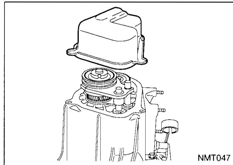Transaxle cover lifted off the case, exposing the gear stack.