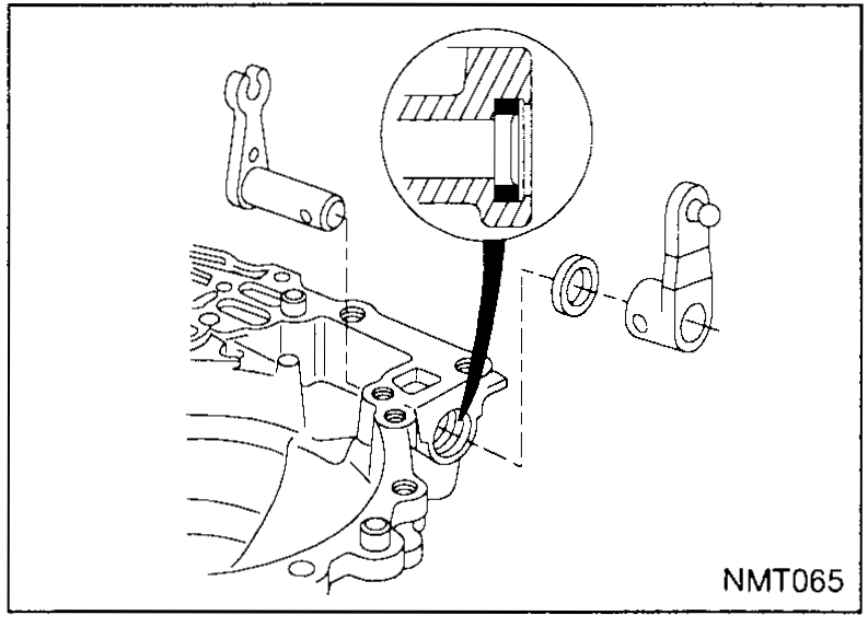 A hammer and punch driving out the retaining pin of the selection lever from the transmission case.