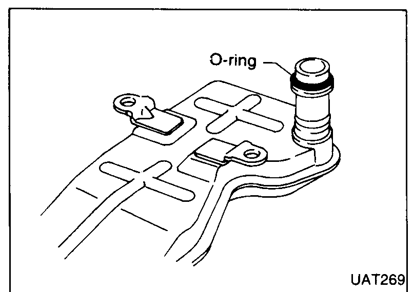 Oil strainer with O-ring callout at upper pipe connection.