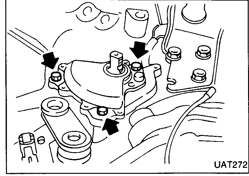 Inhibit switch with three mounting-bolt arrows around it.