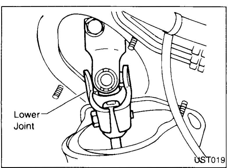 View of the lower joint at the steering column with callout 'Lower Joint'.